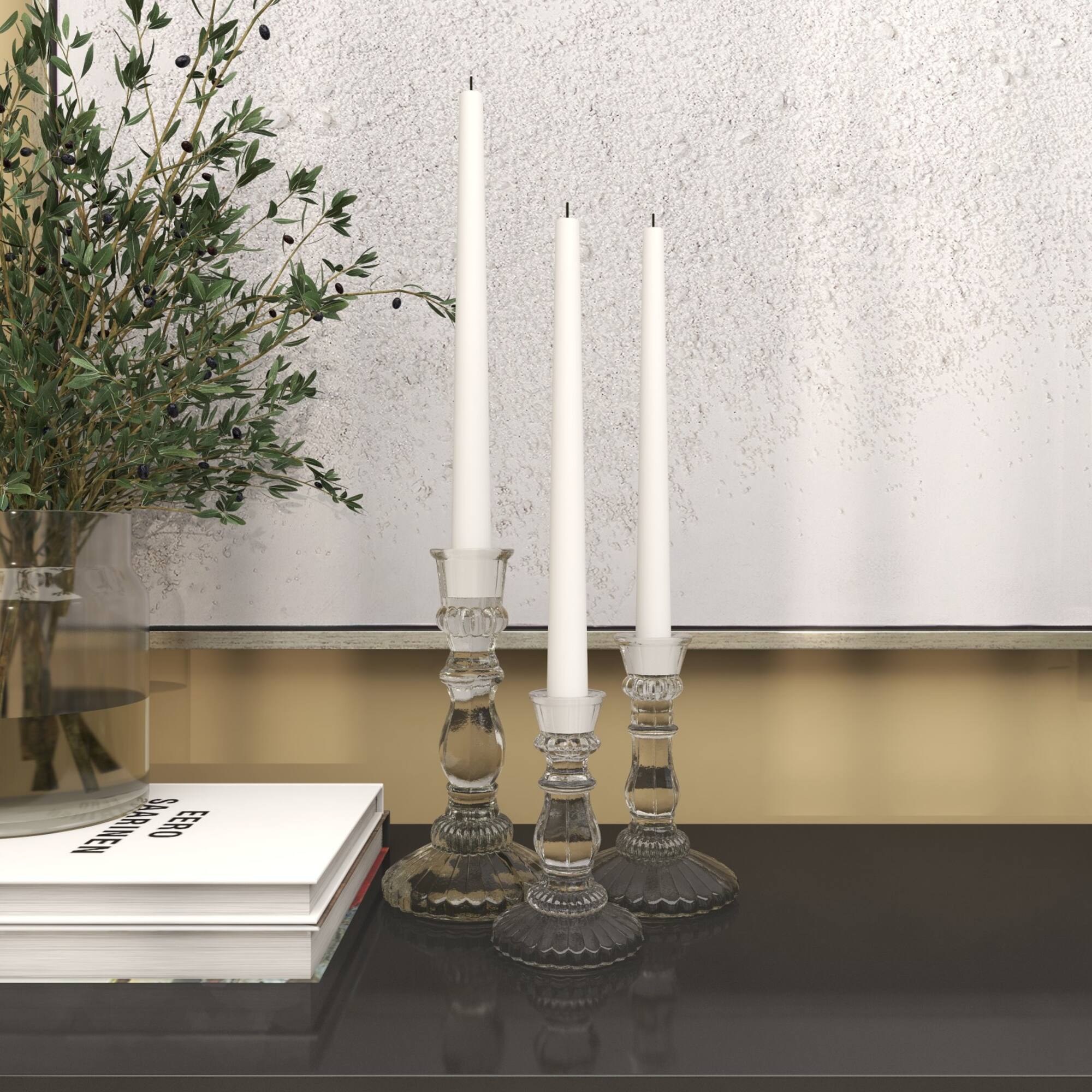 Clear Glass Candle Holder Set